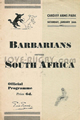 Barbarians v South Africa 1952 rugby  Programmes
